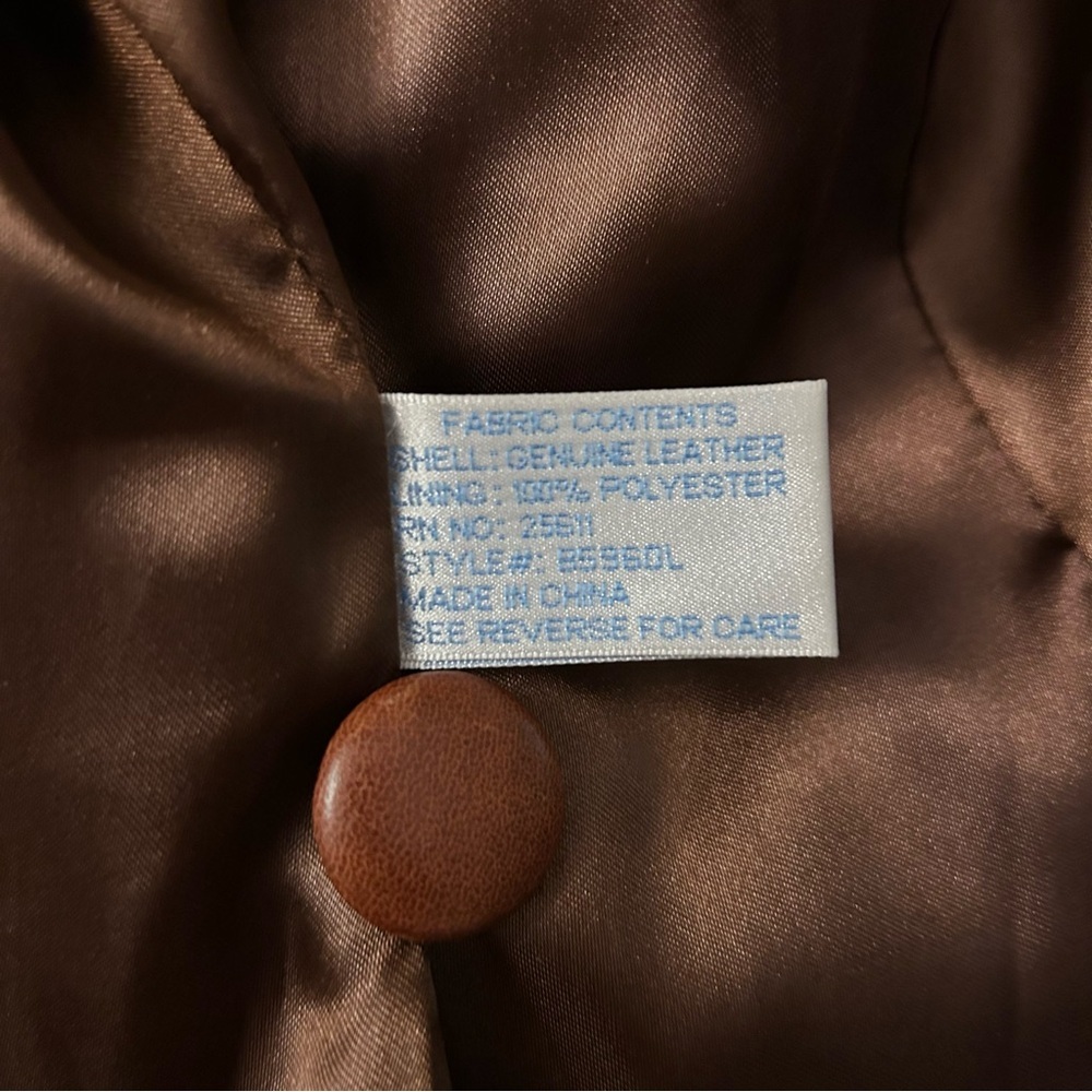 Y2K Aqua Cognac Brown Western Style Leather Blazer Floral Whipstitched Jacket M - Picture 8 of 8